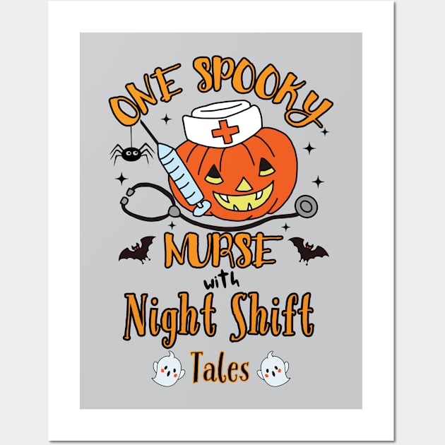 One Spooky Nurse with Night Shift Tales,  Halloween Nurse Pumpkin Wall Art by MzM2U